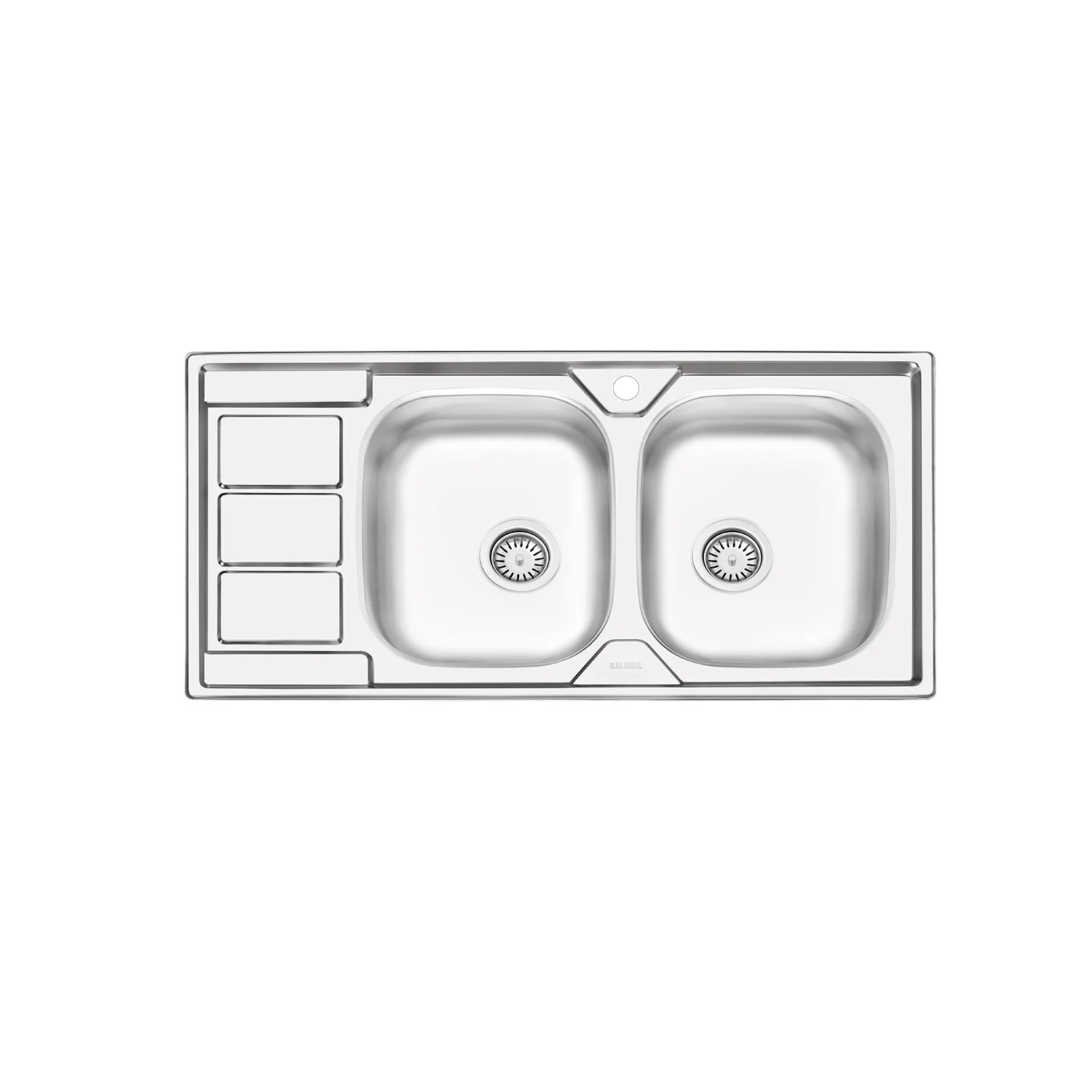 سینک ظرفشویی توکار استیل ایلیا استیل مدل 4051 دو لگن با سینی