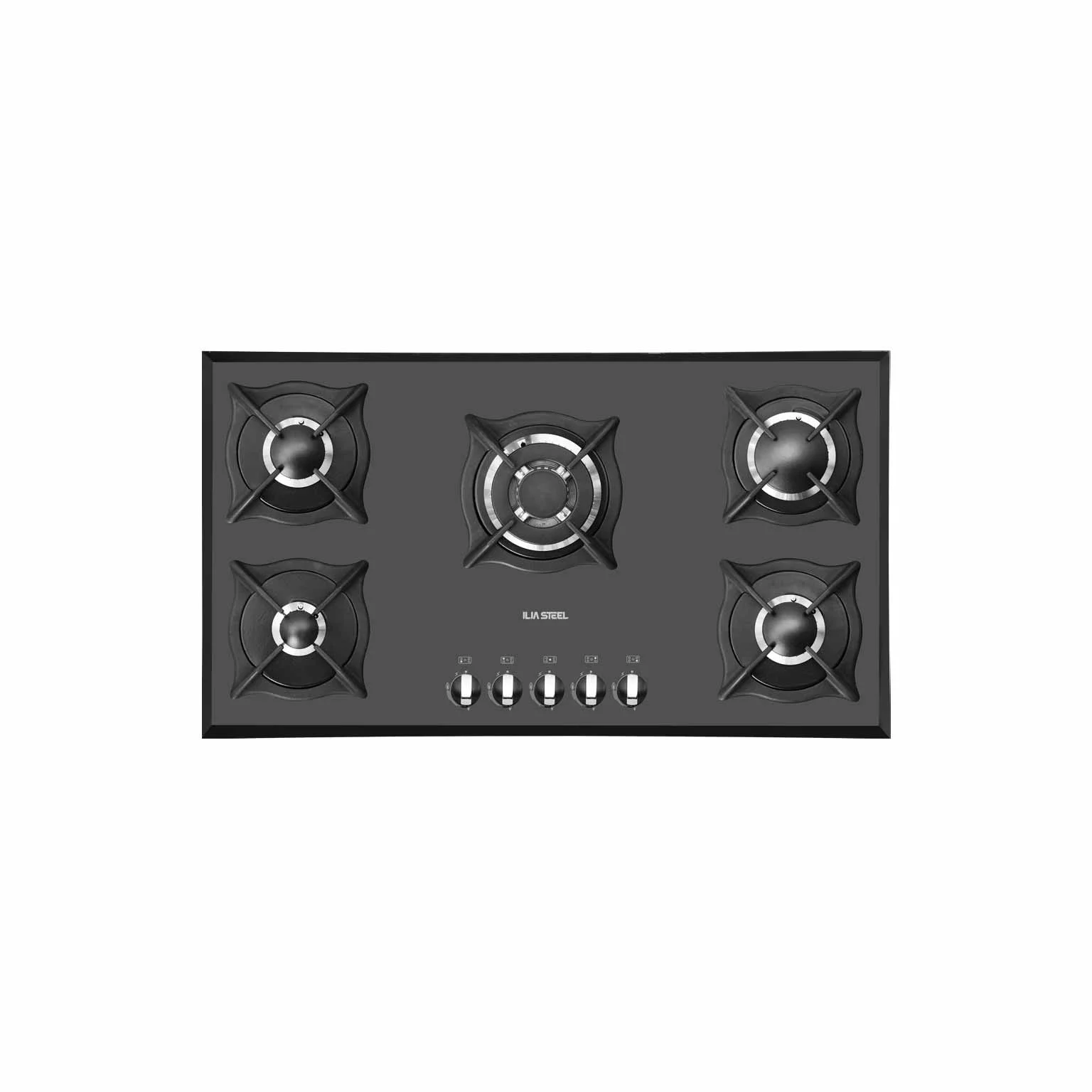 اجاق گاز صفحه ای شیشه ای ایلیا استیل مدل G 518 پنج شعله با ترموکوپل